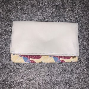 Cream and floral foldover clutch purse